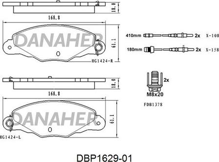 Danaher DBP1629-01 - Kit pastiglie freno, Freno a disco autozon.pro