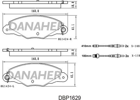 Danaher DBP1629 - Kit pastiglie freno, Freno a disco autozon.pro