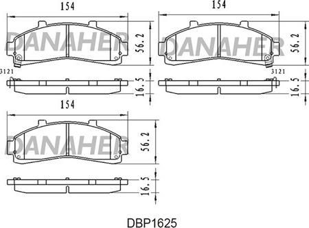 Danaher DBP1625 - Kit pastiglie freno, Freno a disco autozon.pro