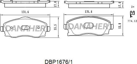 Danaher DBP1676/1 - Kit pastiglie freno, Freno a disco autozon.pro