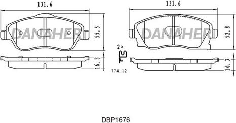 Danaher DBP1676 - Kit pastiglie freno, Freno a disco autozon.pro