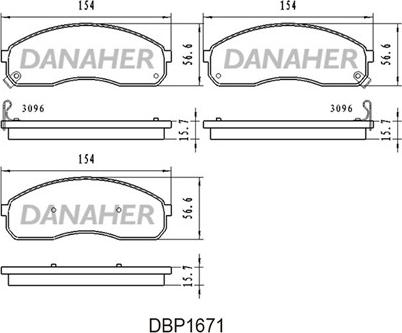 Danaher DBP1671 - Kit pastiglie freno, Freno a disco autozon.pro