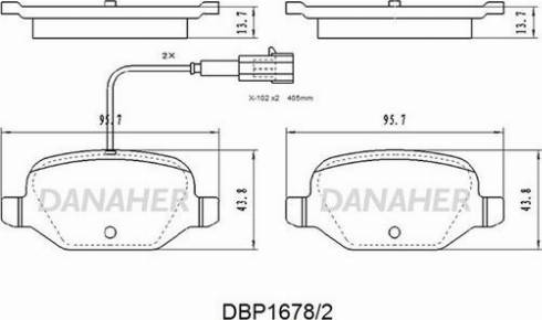 Danaher DBP1678/2 - Kit pastiglie freno, Freno a disco autozon.pro