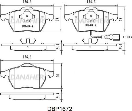 Danaher DBP1672 - Kit pastiglie freno, Freno a disco autozon.pro