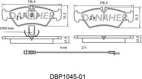 Danaher DBP1045-01 - Kit pastiglie freno, Freno a disco autozon.pro