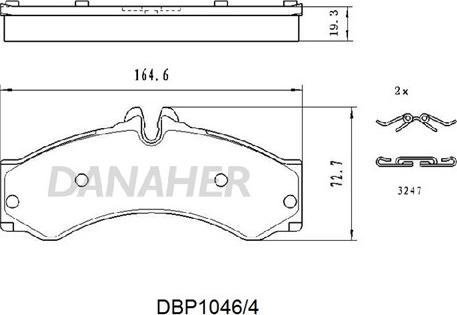 Danaher DBP1046/4 - Kit pastiglie freno, Freno a disco autozon.pro