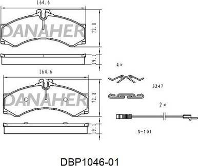 Danaher DBP1046-01 - Kit pastiglie freno, Freno a disco autozon.pro