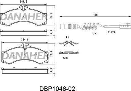 Danaher DBP1046-02 - Kit pastiglie freno, Freno a disco autozon.pro