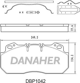 Danaher DBP1042 - Kit pastiglie freno, Freno a disco autozon.pro