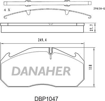 Danaher DBP1047 - Kit pastiglie freno, Freno a disco autozon.pro