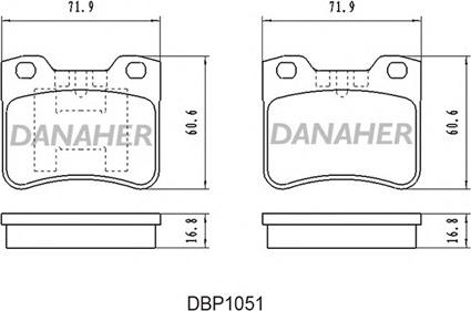 Danaher DBP1051 - Kit pastiglie freno, Freno a disco autozon.pro