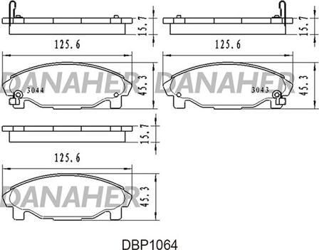 Danaher DBP1064 - Kit pastiglie freno, Freno a disco autozon.pro