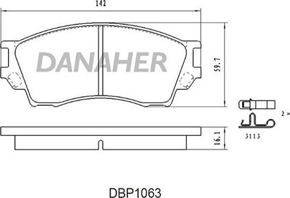 Danaher DBP1063 - Kit pastiglie freno, Freno a disco autozon.pro