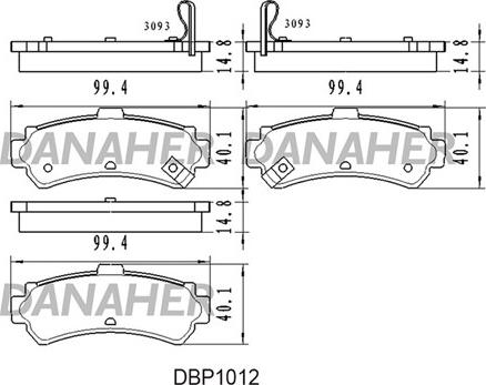 Danaher DBP1012 - Kit pastiglie freno, Freno a disco autozon.pro