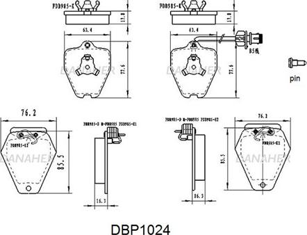 Danaher DBP1024 - Kit pastiglie freno, Freno a disco autozon.pro