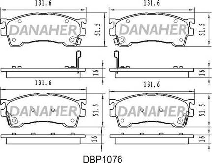 Danaher DBP1076 - Kit pastiglie freno, Freno a disco autozon.pro