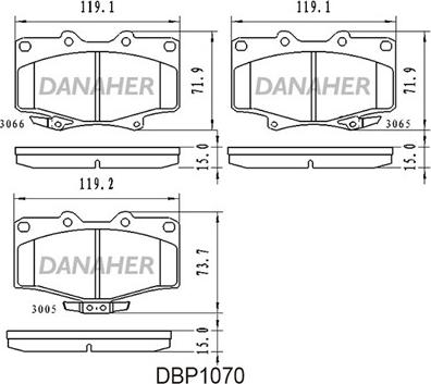 Danaher DBP1070 - Kit pastiglie freno, Freno a disco autozon.pro