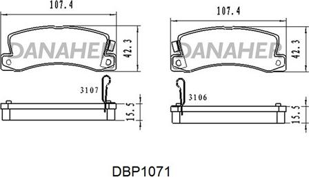 Danaher DBP1071 - Kit pastiglie freno, Freno a disco autozon.pro