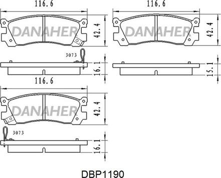 Danaher DBP1190 - Kit pastiglie freno, Freno a disco autozon.pro