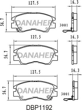 Danaher DBP1192 - Kit pastiglie freno, Freno a disco autozon.pro