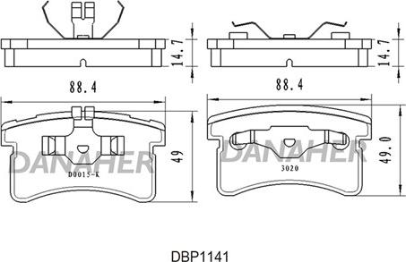 Danaher DBP1141 - Kit pastiglie freno, Freno a disco autozon.pro