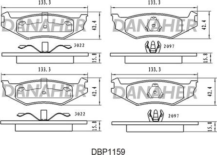 Danaher DBP1159 - Kit pastiglie freno, Freno a disco autozon.pro