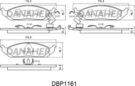 Danaher DBP1161 - Kit pastiglie freno, Freno a disco autozon.pro