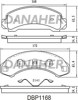 Danaher DBP1168 - Kit pastiglie freno, Freno a disco autozon.pro