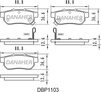 Danaher DBP1103 - Kit pastiglie freno, Freno a disco autozon.pro