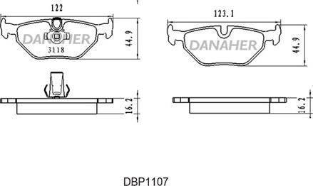 Danaher DBP1107 - Kit pastiglie freno, Freno a disco autozon.pro