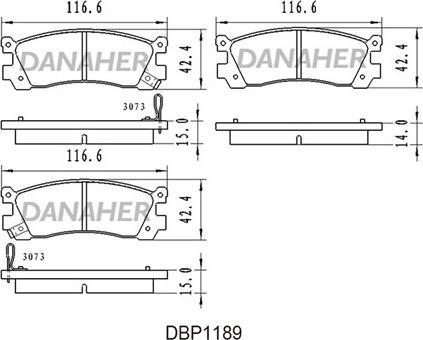 Danaher DBP1189 - Kit pastiglie freno, Freno a disco autozon.pro