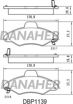 Danaher DBP1139 - Kit pastiglie freno, Freno a disco autozon.pro