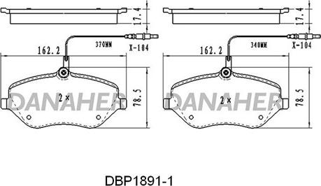 Danaher DBP1891/1 - Kit pastiglie freno, Freno a disco autozon.pro