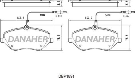 Danaher DBP1891 - Kit pastiglie freno, Freno a disco autozon.pro