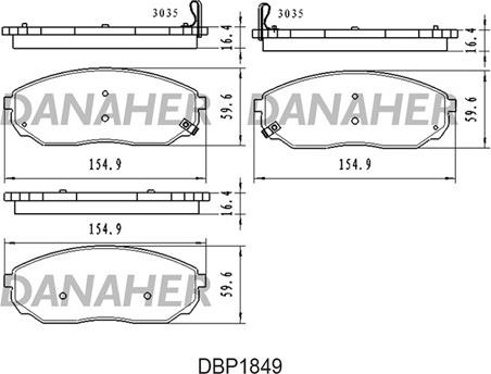 Danaher DBP1849 - Kit pastiglie freno, Freno a disco autozon.pro