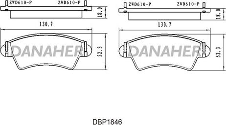 Danaher DBP1846 - Kit pastiglie freno, Freno a disco autozon.pro