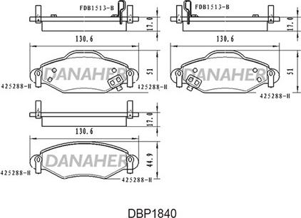 Danaher DBP1840 - Kit pastiglie freno, Freno a disco autozon.pro