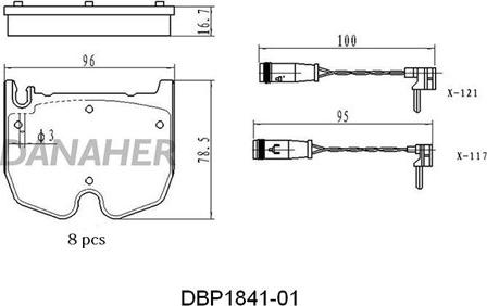 Danaher DBP1841-01 - Kit pastiglie freno, Freno a disco autozon.pro