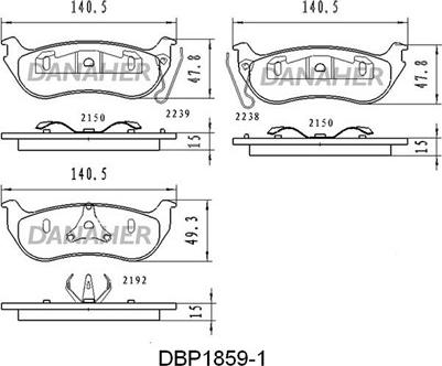 Danaher DBP1859/1 - Kit pastiglie freno, Freno a disco autozon.pro