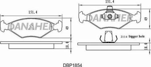 Danaher DBP1854 - Kit pastiglie freno, Freno a disco autozon.pro