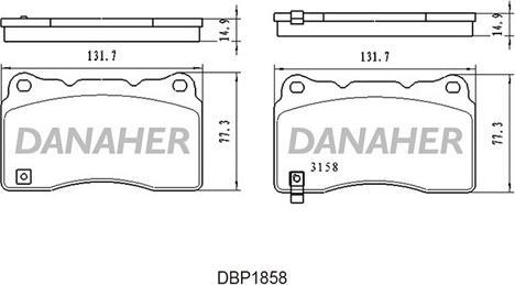 Danaher DBP1858 - Kit pastiglie freno, Freno a disco autozon.pro