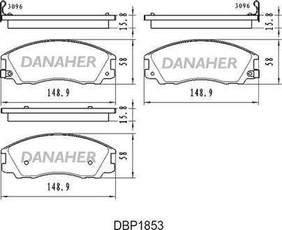 Danaher DBP1853 - Kit pastiglie freno, Freno a disco autozon.pro