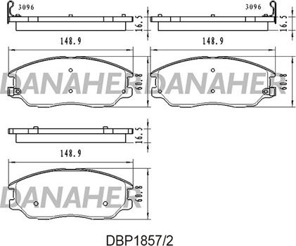 Danaher DBP1857/2 - Kit pastiglie freno, Freno a disco autozon.pro