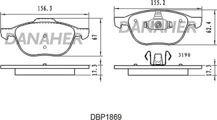 Danaher DBP1869 - Kit pastiglie freno, Freno a disco autozon.pro