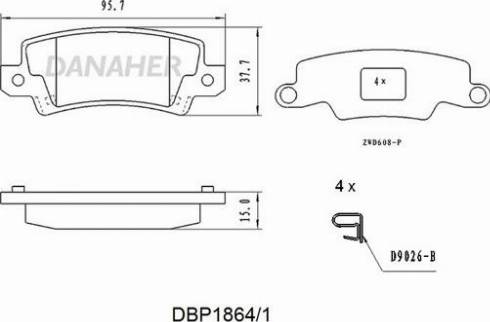 Danaher DBP1864/1 - Kit pastiglie freno, Freno a disco autozon.pro