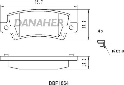 Danaher DBP1864 - Kit pastiglie freno, Freno a disco autozon.pro