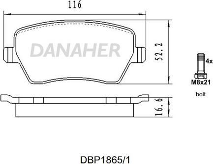 Danaher DBP1865/1 - Kit pastiglie freno, Freno a disco autozon.pro