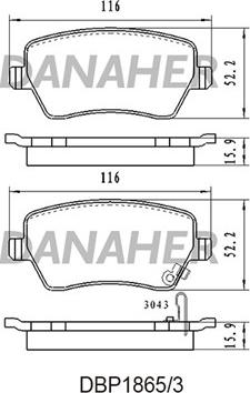 Danaher DBP1865/3 - Kit pastiglie freno, Freno a disco autozon.pro