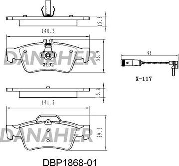 Danaher DBP1868-01 - Kit pastiglie freno, Freno a disco autozon.pro