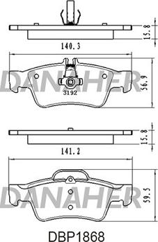 Danaher DBP1868 - Kit pastiglie freno, Freno a disco autozon.pro